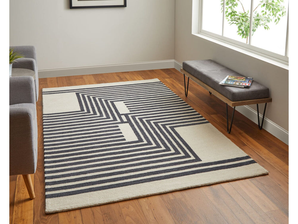 2' X 3' Gray/Ivory/Black Maguire Transitional Abstract - Accent Rug 