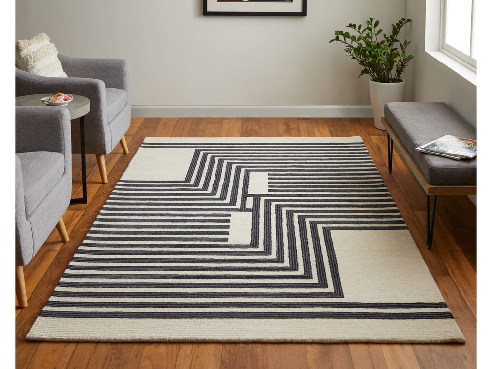 2' X 3' Gray/Ivory/Black Maguire Transitional Abstract - Accent Rug 