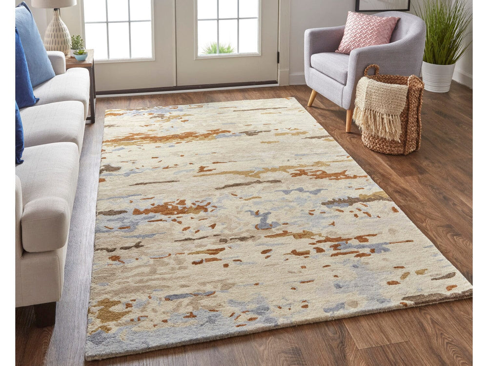 2' X 3' ivory-blue-brown Everley Modern Abstrac - Accent Rug 
