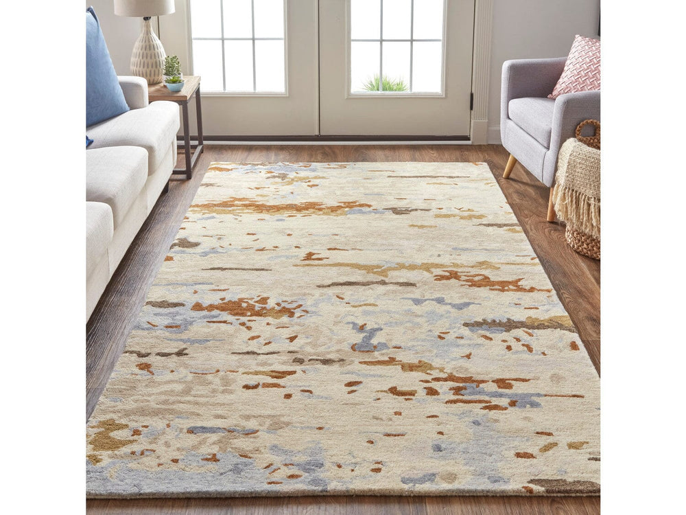2' X 3' ivory-blue-brown Everley Modern Abstrac - Accent Rug 