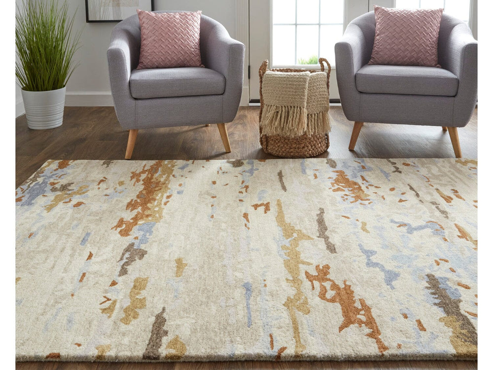 2' X 3' ivory-blue-brown Everley Modern Abstrac - Accent Rug 