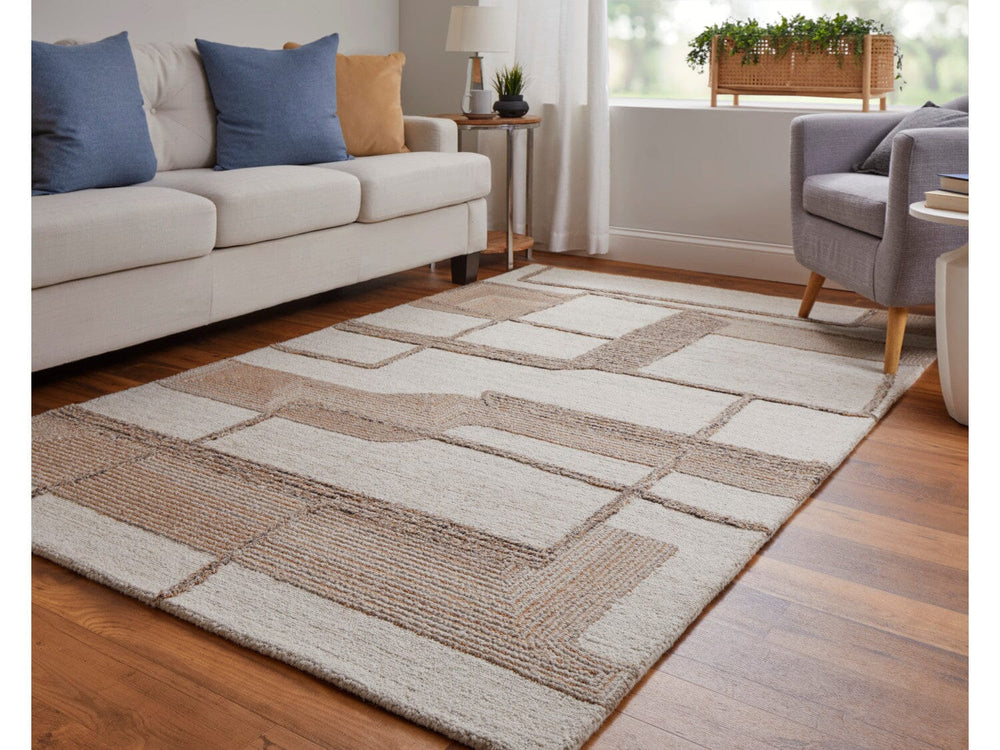 2' X 3' Ivory/Brown/Tan Pollock Modern Geometric - Area Rug 