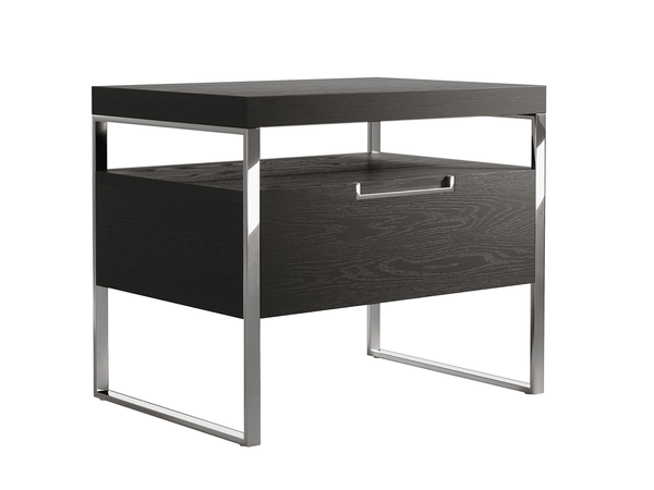 Black Silver Chrome Vänt Nightstand | VNSMA-WBL-CH