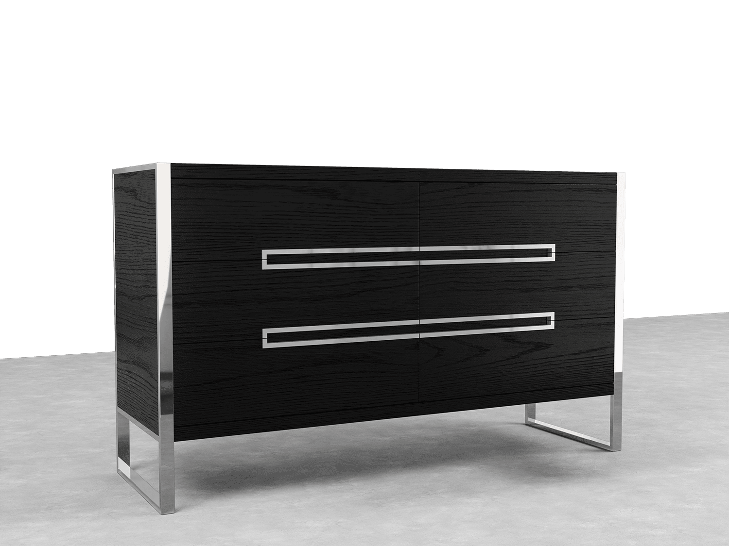 modern black and white dresser Vant Leidël Dresser, Walnut Brown / Silver Chrome