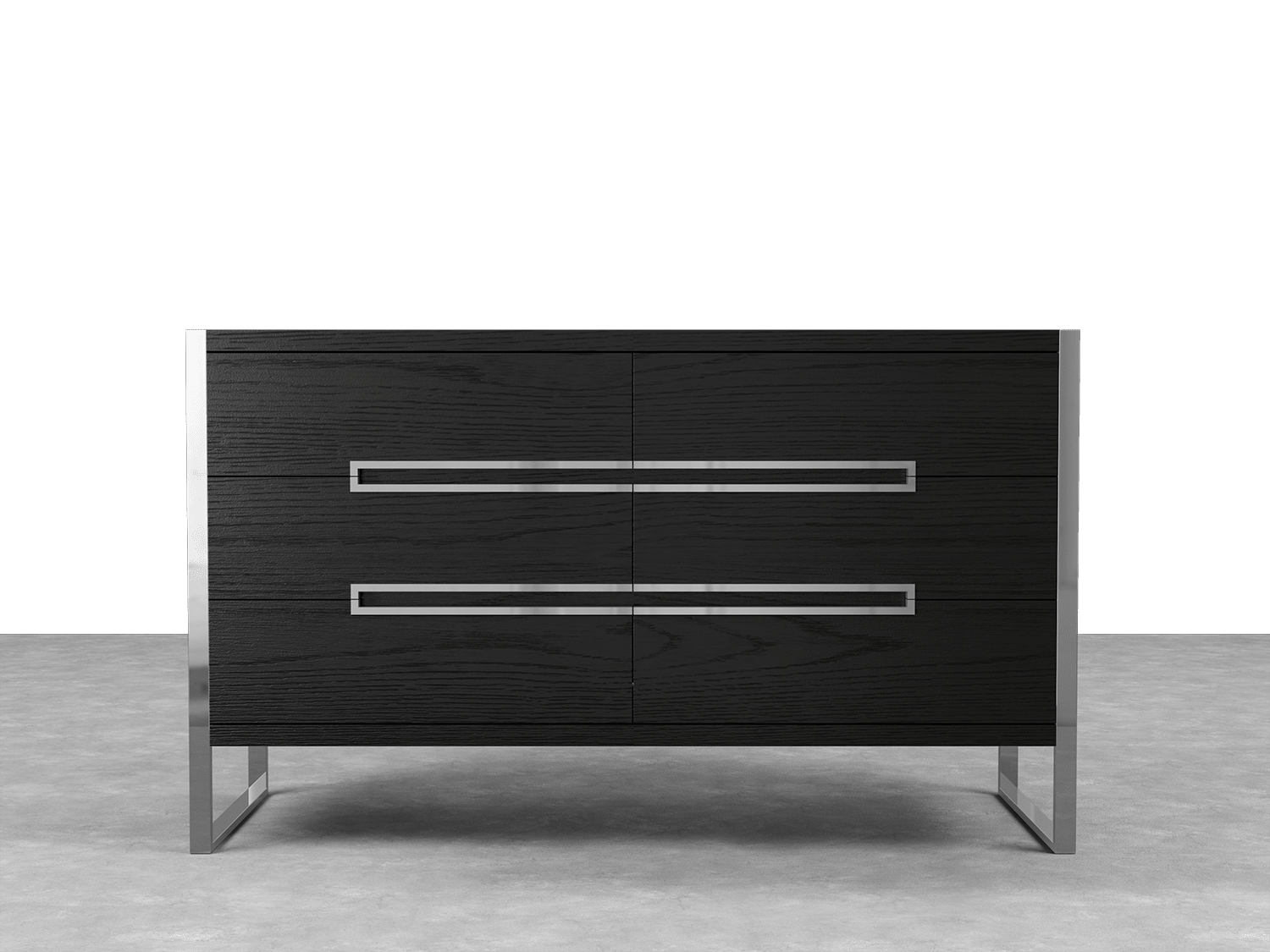 black and silver dresser Vant Leidël Dresser, Walnut Brown / Silver Chrome