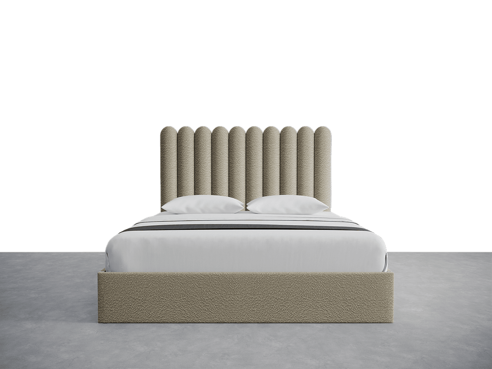 Boucle Beige Scalloped Panels Layouts California King 