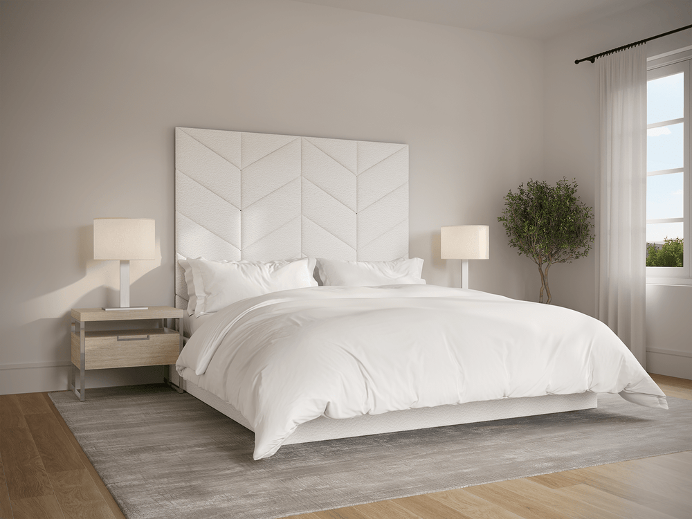 Boucle Ivory Chevron Panels Layouts King Size 