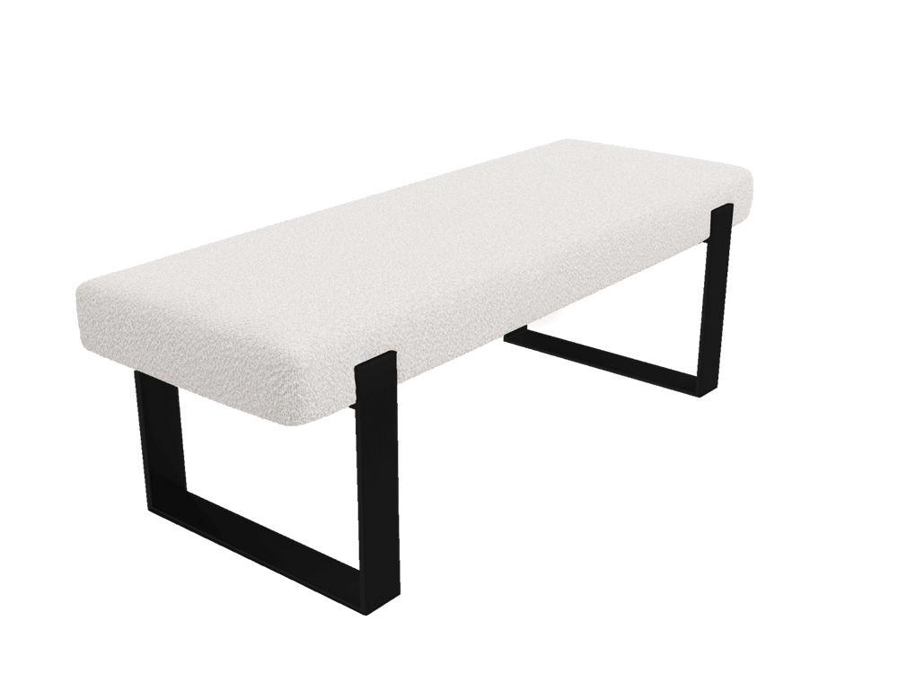 Boucle Ivory Vant Upholstered Bed Bench Matte Black 