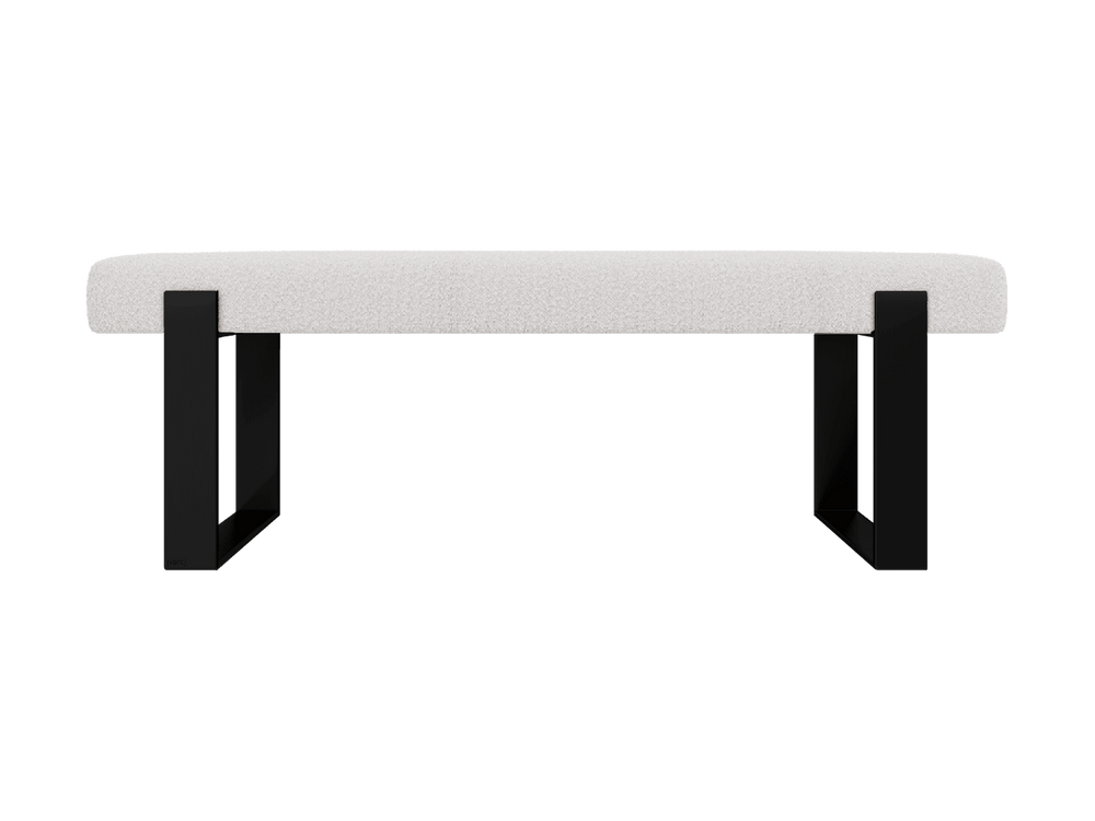Boucle Ivory Vant Upholstered Bed Bench Matte Black 