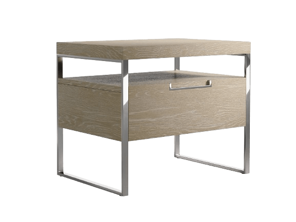 Cerused White Silver Chrome Vänt Nightstand | VNSMA-WWH-CH
