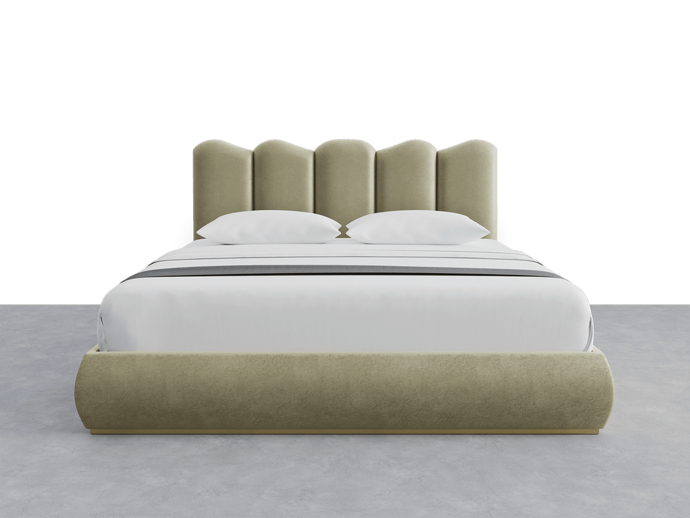 Faux Mohair Green Luna Headboard Notte Layout - 76