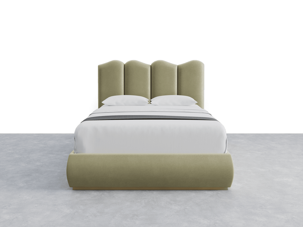 Faux Mohair Green Luna Headboard Sole Layout - 61