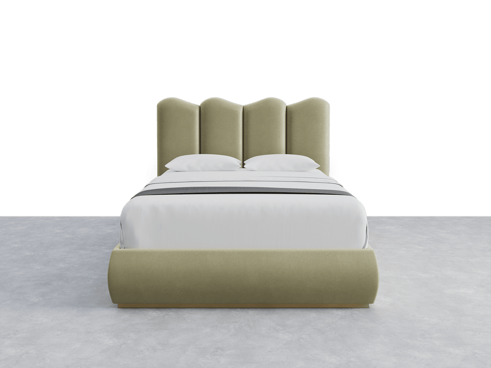 Faux Mohair Green Luna Headboard Vela Layout - 61