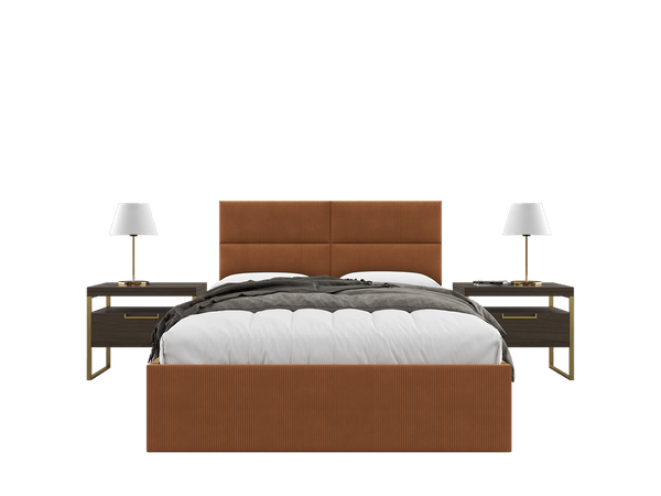 Ribbed Terracotta Upholstered Wall Mounted Headboard - Isabelle Layout - 60
