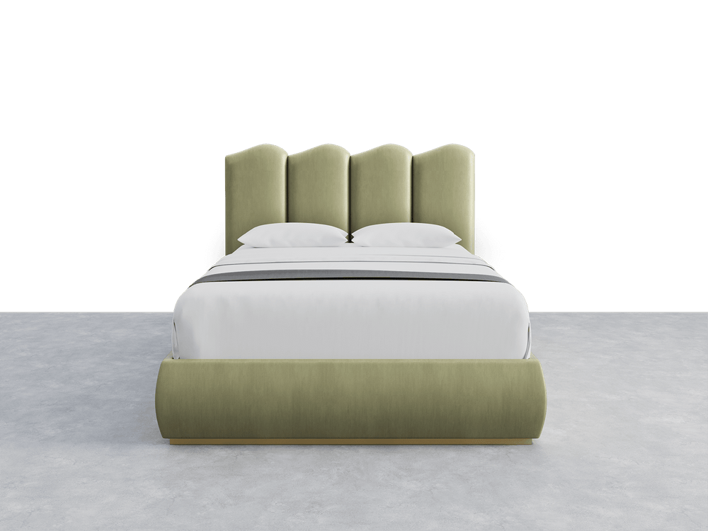 Shimmery Velvet Green Luna Headboard Alba Layout - 61