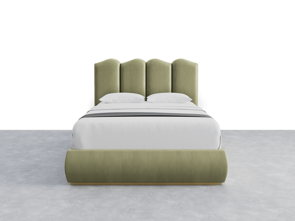 Shimmery Velvet Green Luna Headboard Riva Layout - 61