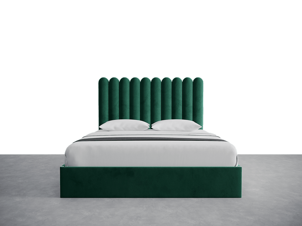 Velvet Emerald Green Scalloped Panels Layouts California King 