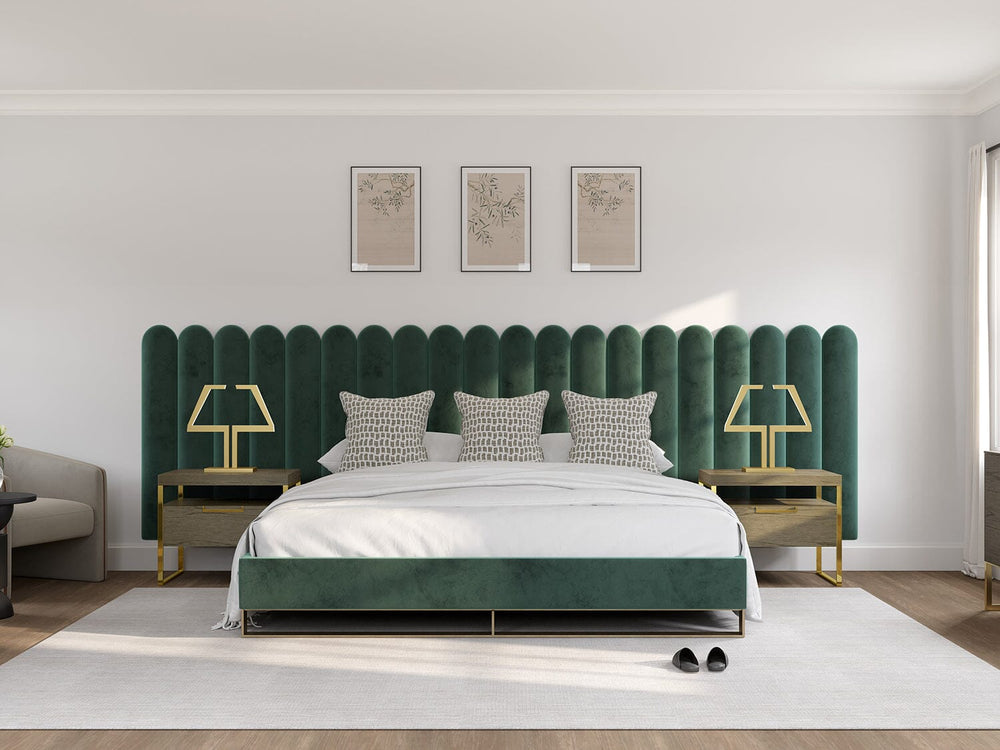 Velvet Emerald Green Scalloped Panels Navagio layout 