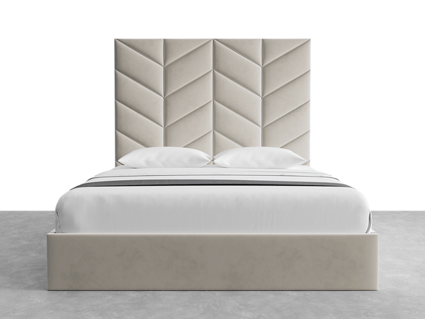 Velvet Ivory Chevron Panels Layouts King Size | VANHER-VWT-KN
