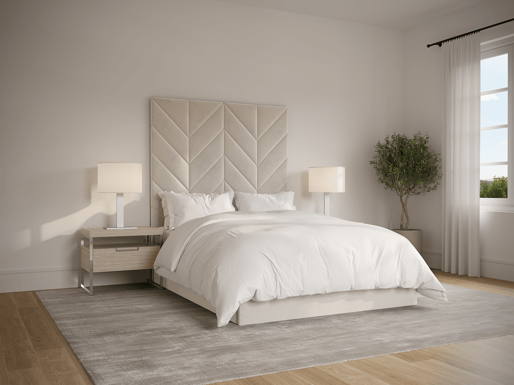 Velvet Ivory Chevron Panels Layouts Queen Size 