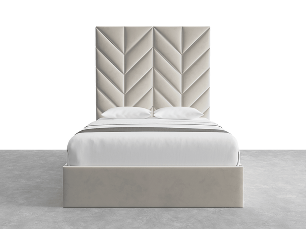 Velvet Ivory Chevron Panels Layouts Queen Size | VANHER-VWT-QN