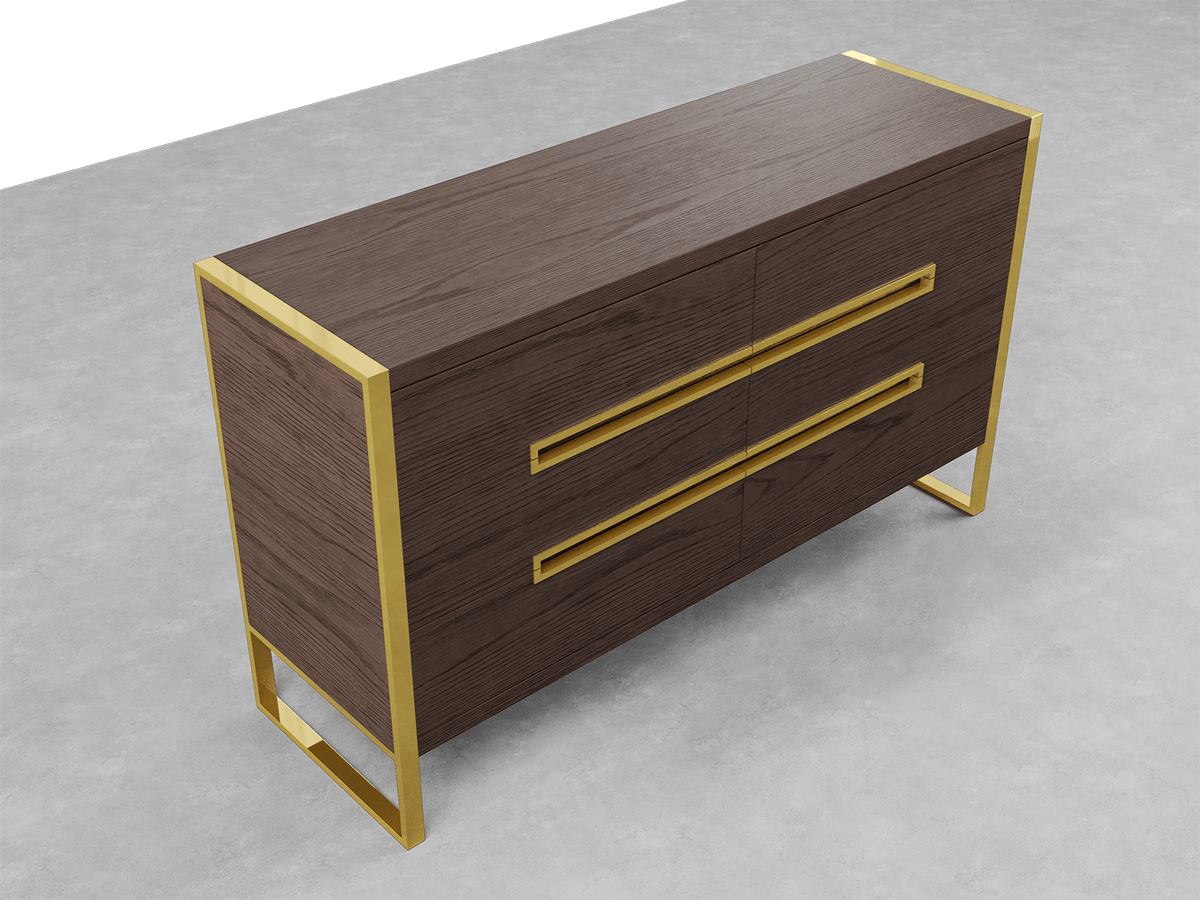 Vant Leidël Dresser, Walnut Brown / Silver Chrome