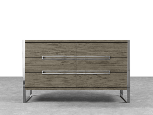Weathered Oak Silver Chrome Vant Leidël Dresser | VADR-WEH-CH