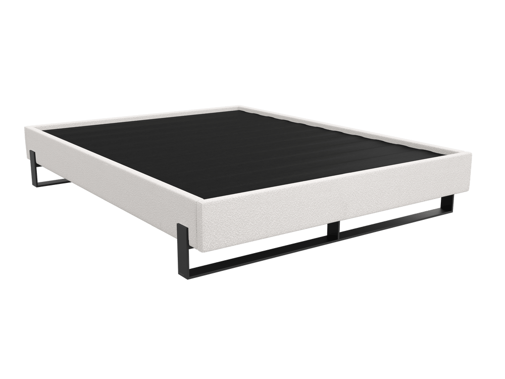 Boucle Ivory Vant Elevated Platform Bed Matte Black -Full Size 