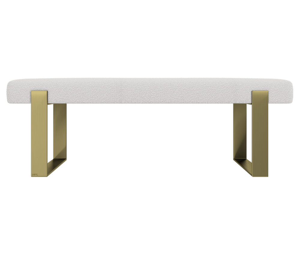 Boucle Ivory Vant Upholstered Bed Bench Burnished Brass 