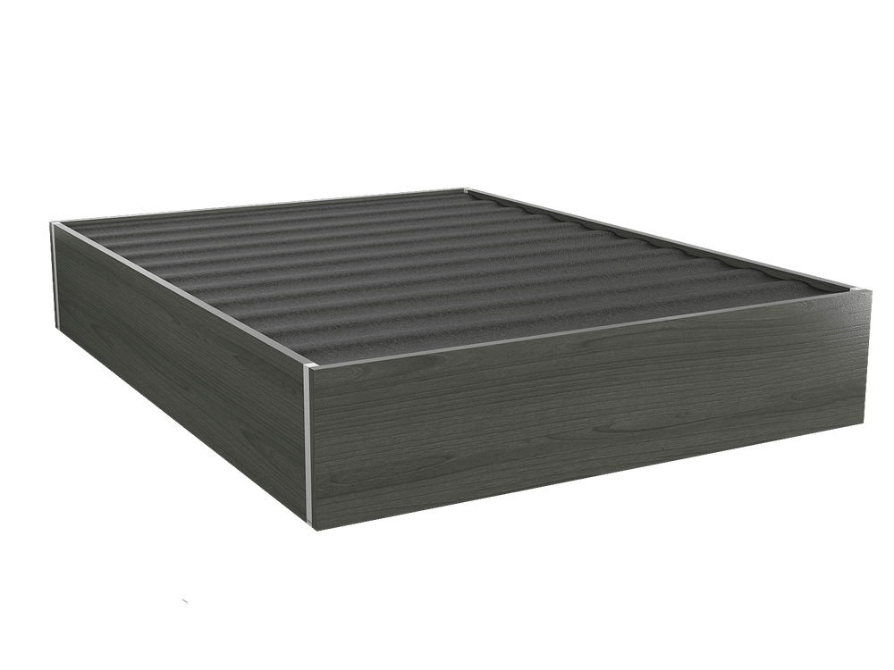 Classic Grey Wood Platform Bed - Queen Size 