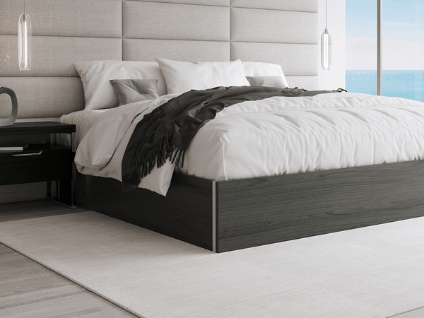Classic Grey Wood Platform Bed - Queen Size | VBMA-WGR-QN
