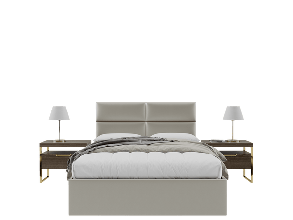 Metallic Champagne Upholstered Wall Mounted Headboard - Isabelle Layout - 60