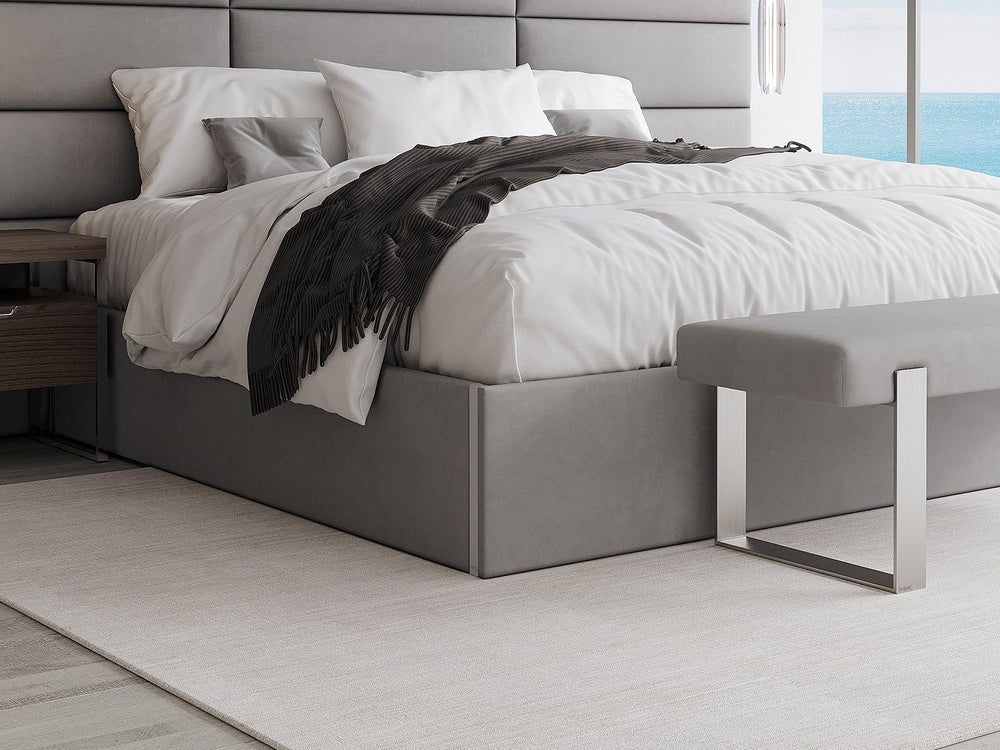 Micro Suede Charcoal Grey Vant Upholstered Platform Bed - Twin size 