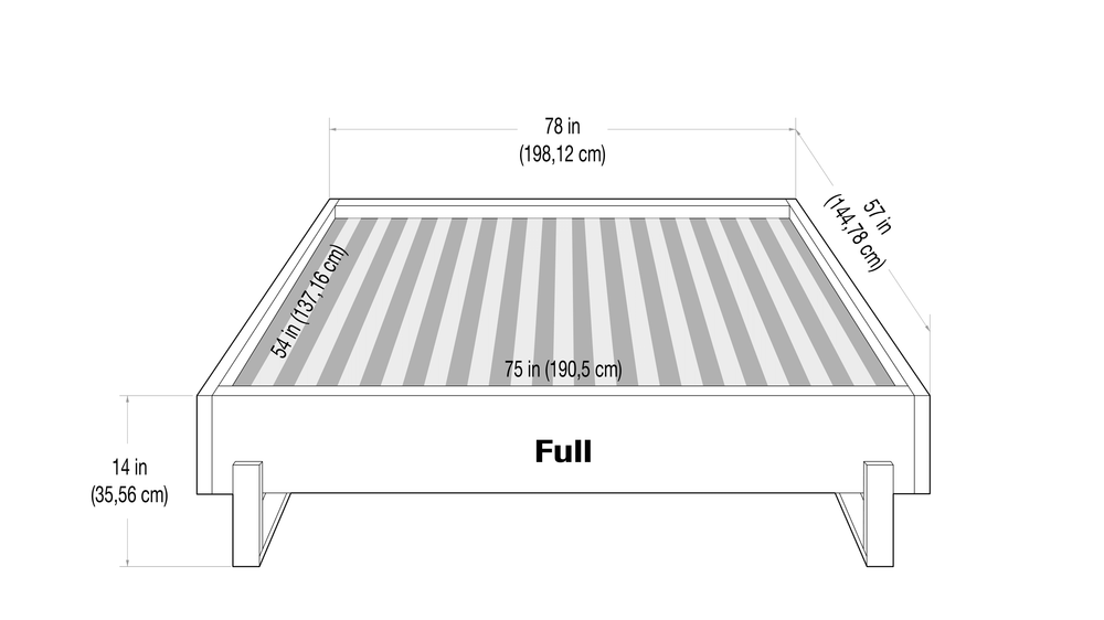 Vant Elevated Platform Bed Brushed Nickel - Full Size 