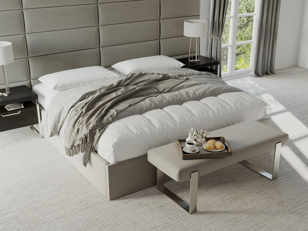 Vant Upholstered Bedroom Bench - Brushed Nickel Legs 