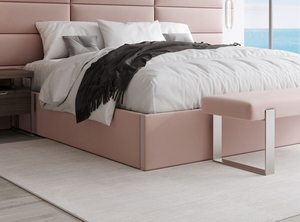Velvet Blush Vant Upholstered Platform Bed - California King Size 