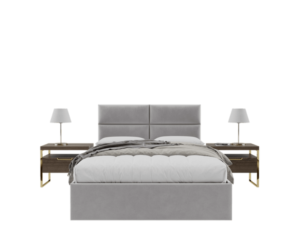 Velvet Platinum Grey Upholstered Wall Mounted Headboard - Isabelle Layout - 60