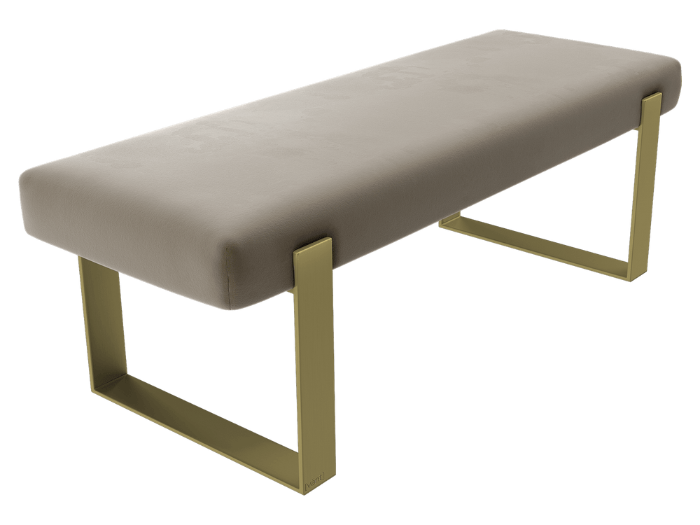 Velvet Sand Storm Vant Upholstered Bed Bench Burnished Brass 