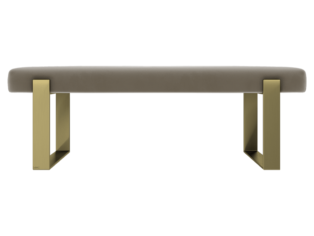 Velvet Sand Storm Vant Upholstered Bed Bench Burnished Brass 