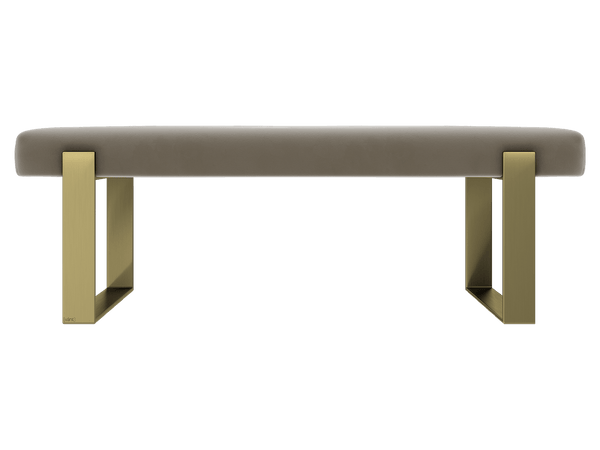 Velvet Sand Storm Vant Upholstered Bed Bench Burnished Brass | VA-BN-VTP-GL