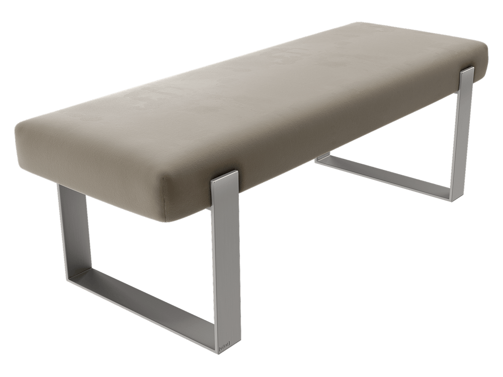 Velvet Sand Storm Vant Upholstered Bedroom Bench - Brushed Nickel Legs 